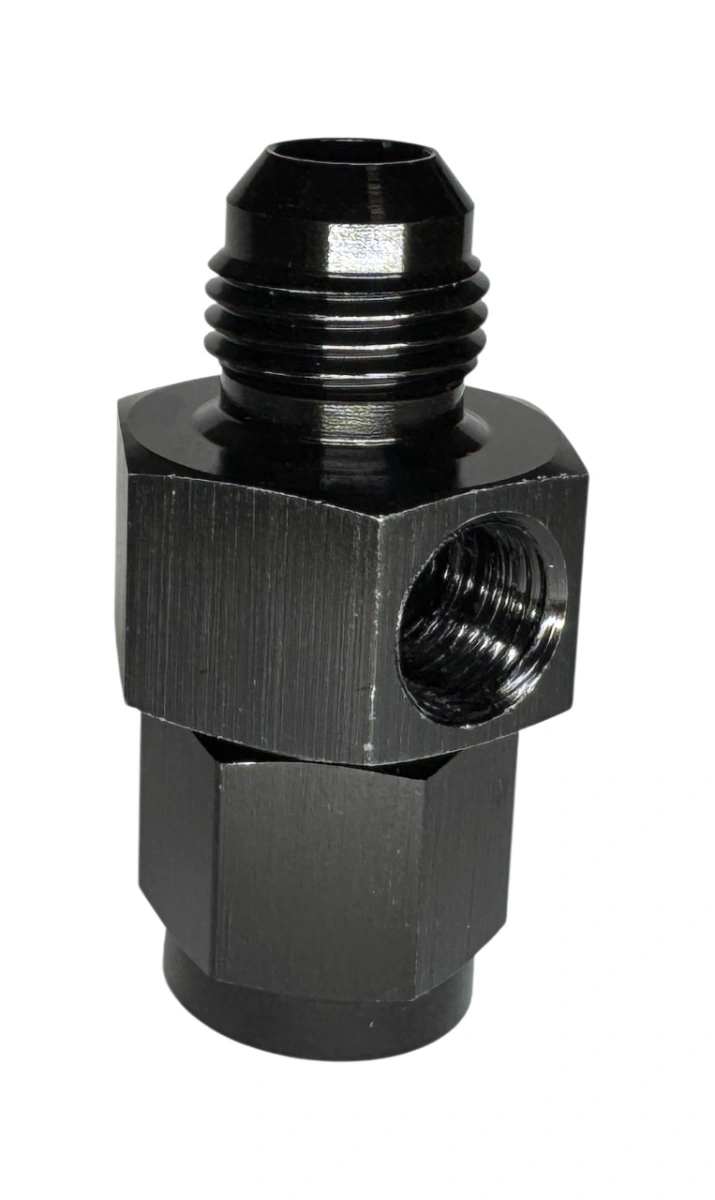 BluePrint Engines BPP6-18GS Fuel Pressure Gauge Adapter Fittings -06 Male / -06 Female Black