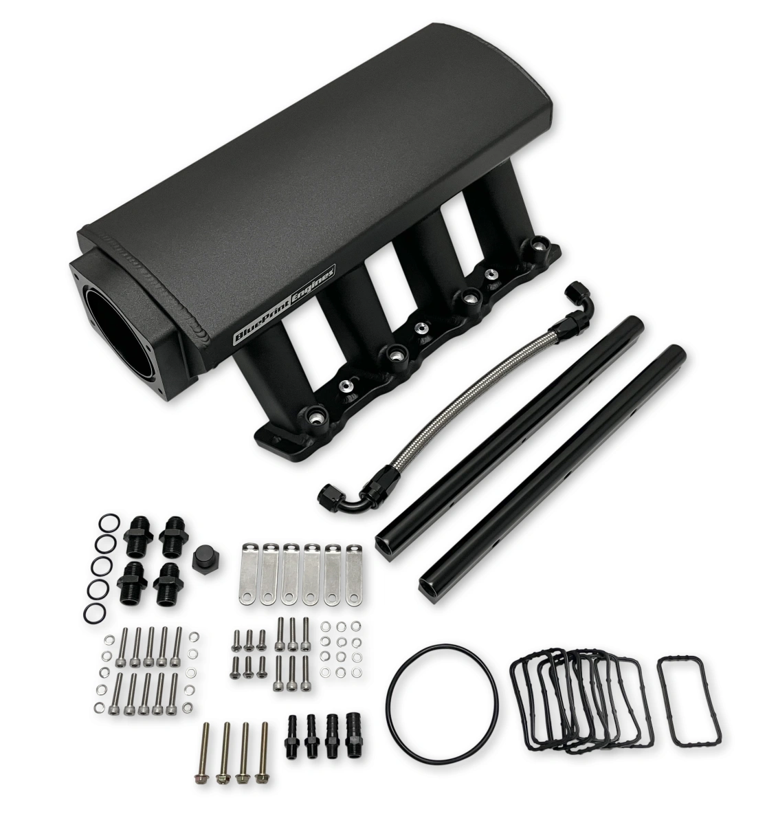 BluePrint Engines BPP822112 GM LS Compatible Intake Man, BPE Logo, LS3 / L92, Aluminum Black, 102mm Bore
