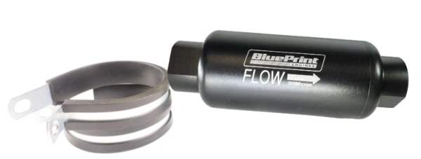 BluePrint Engines BPP100M Filter, Fuel, 100 Micron, -10ORB F, w/ Clamps - Black - BPE Logo