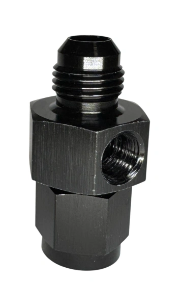 BluePrint Engines BPP6-18GS Fuel Pressure Gauge Adapter Fittings -06 Male / -06 Female Black