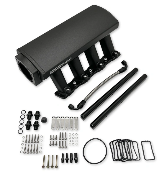 BluePrint Engines BPP822112 GM LS Compatible Intake Man, BPE Logo, LS3 / L92, Aluminum Black, 102mm Bore